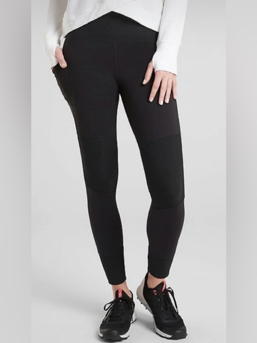 Athleta Black Excursion Hybrid Tight - Size XL - Paneled Performance Leggings